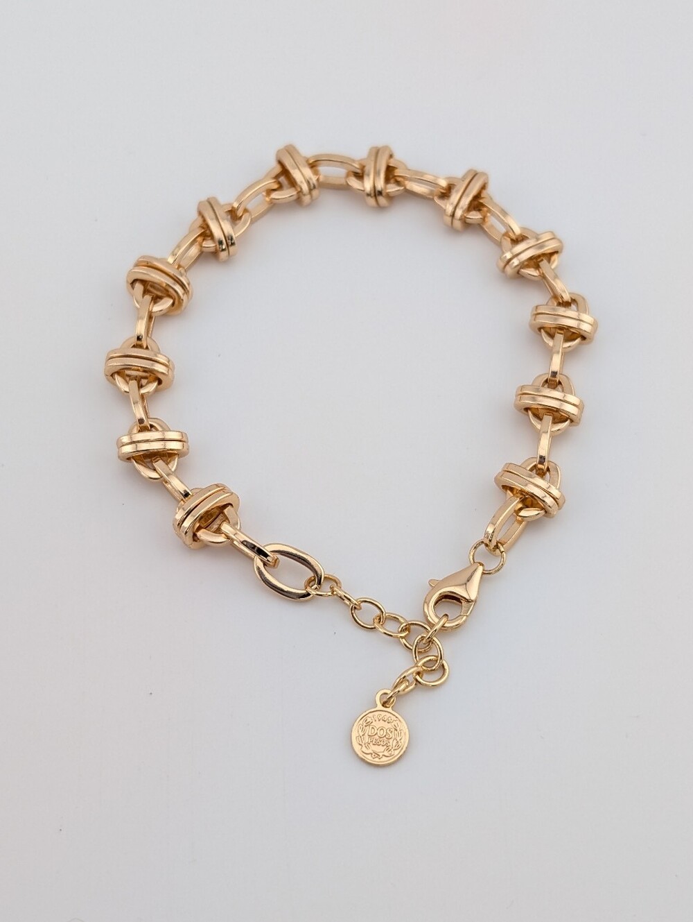 Classic Gold Chain Link Bracelet With Coin Charm